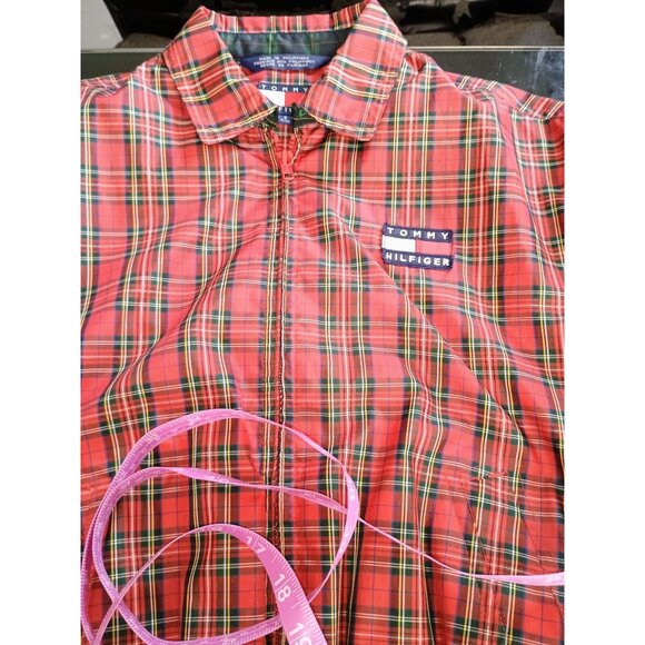 VTG Tommy Hilfiger Red Plaid Golf Lightweight Windbreaker Jacket Small - Picture 9 of 10